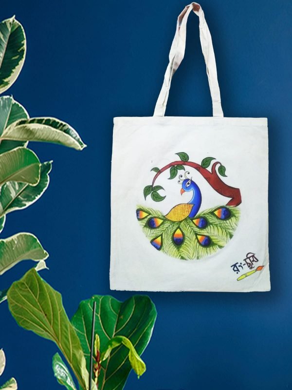 Peacock Painted Canvas bag