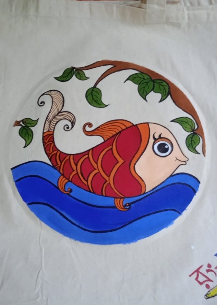 Fish Painted Tote bag