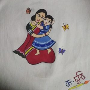 Mother And Girl Painted Hand bag