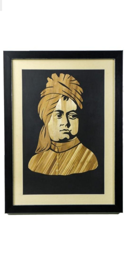 Swami Vivekananda Face Made Of Paddy Straw With Frame