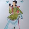 Babu Taking Selfy Kalighat painting