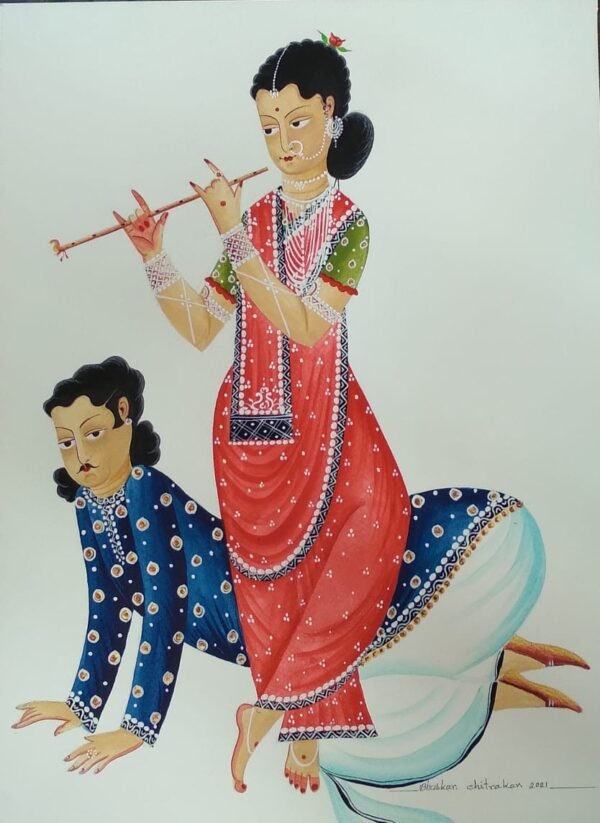 Bibi Playing Flute On Back Of Her Husband