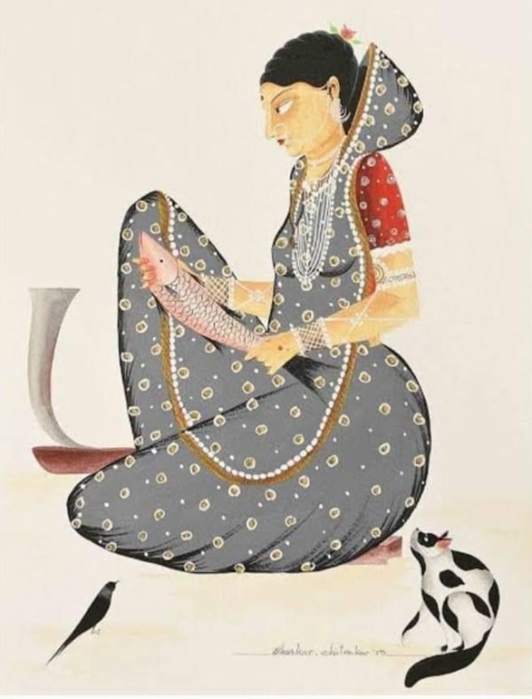 Women Cutting Fish KaliGhat Painting