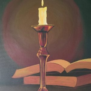 Candle On Dark Night Painting