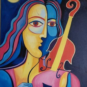 Leady With Violin Painting