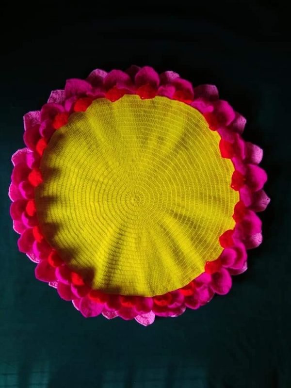 Handmade Designed Woolen Lotus Mat
