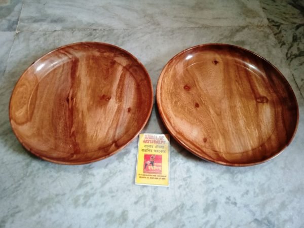 Handmade Wooden Dinner Plate Set of Three