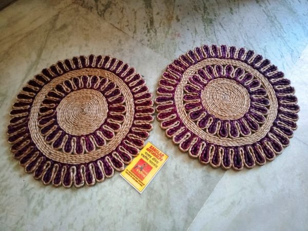 Decorated Jute Table Coaster Set of Two
