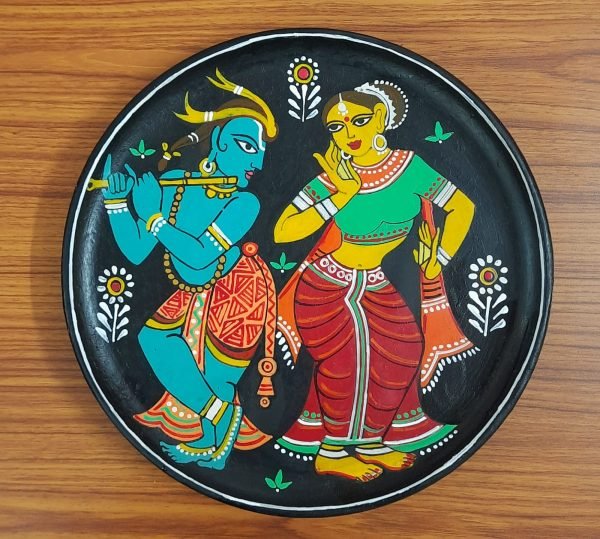 Radha Krishna Wooden Decorative Plate