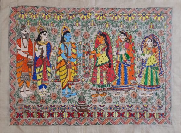 Madhubani Art Painting on Silk Cloth