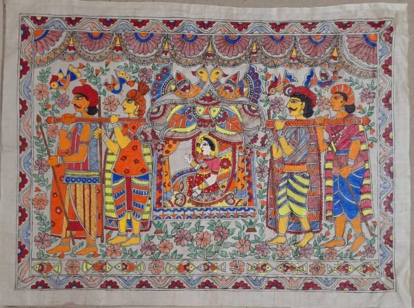 Madhubani Painting on Silk Cloth