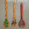 Dancing Ganesh Hand Painted Spatula Set of Three