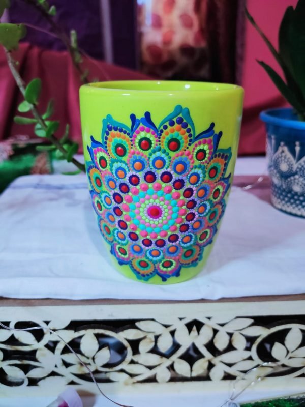 Ceramic Coated Dot Mandala Art Coffee Mug