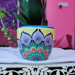 Ceramic Coated Dot Mandala Art Planter
