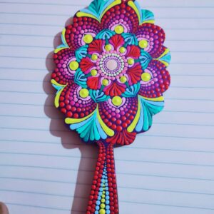 Dot Mandala Art Hand Mirror