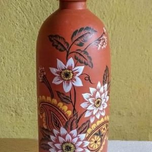 Terracotta Flower Painted Art Water Bottle