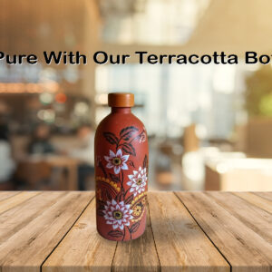 Terracotta Flower Painted Water Bottle