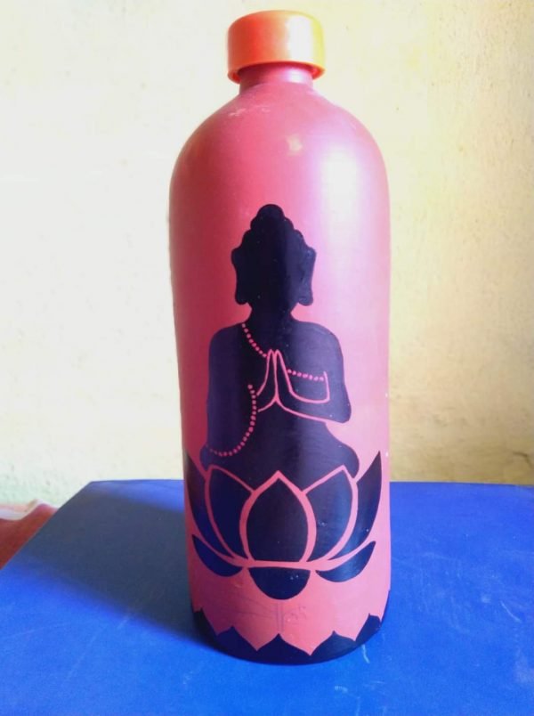 Terracotta Lord Buddha Painted Water Bottle