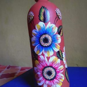 Terracotta Colorful Flower Painted Water Bottle