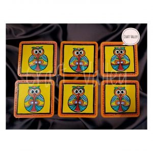 Owl Painted Wooden Coaster Set of Six
