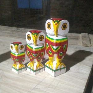 Burdwan Wooden Owl Set of Three