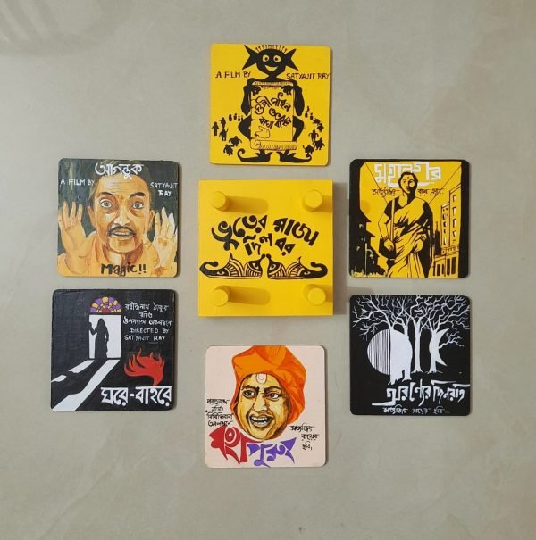 Satyajit Ray Theme Coaster Set With Stand