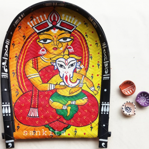 Maa Durga With Ganesh Hand Painted Kulo