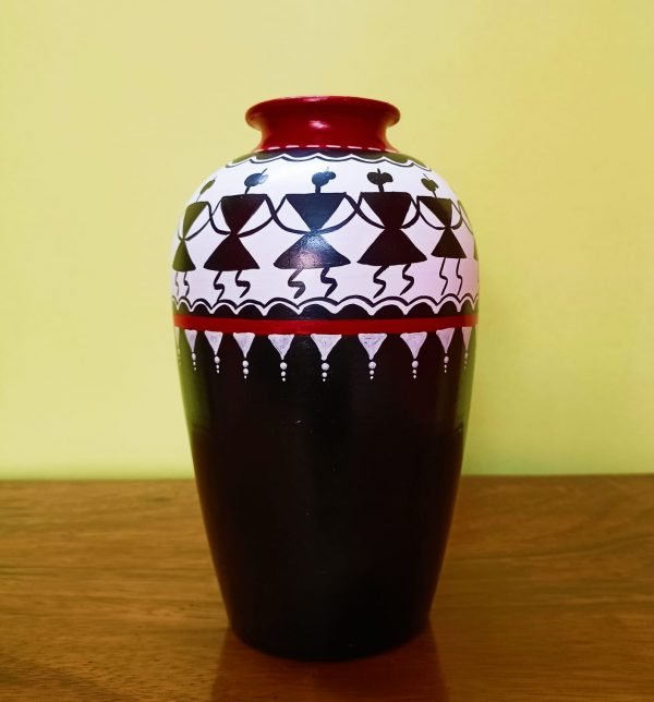 Warli Art Hand Painted Flower Vase