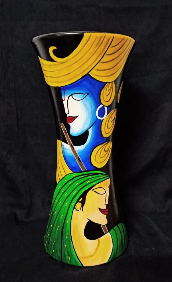 Radha-Krishna Hand Painted Flower Vase
