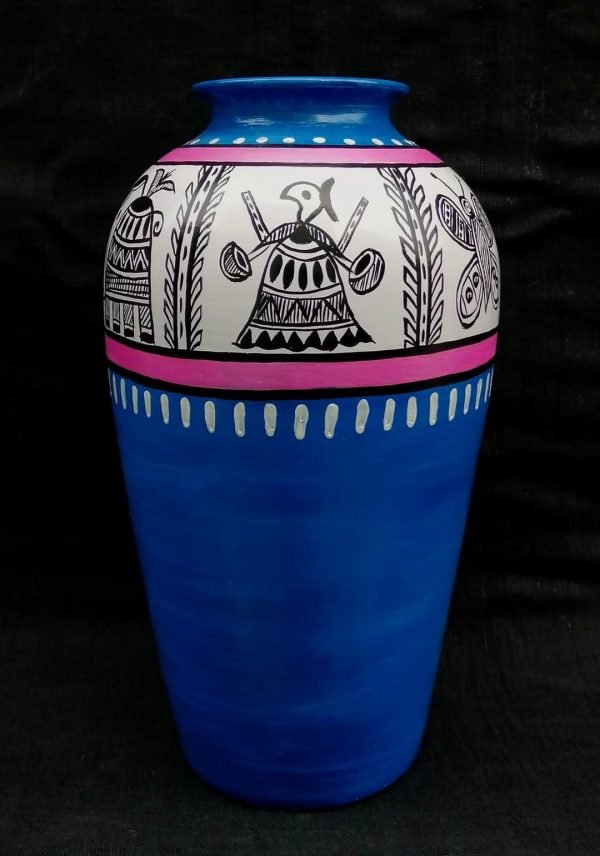 Warli Theme Painted Flower Vase