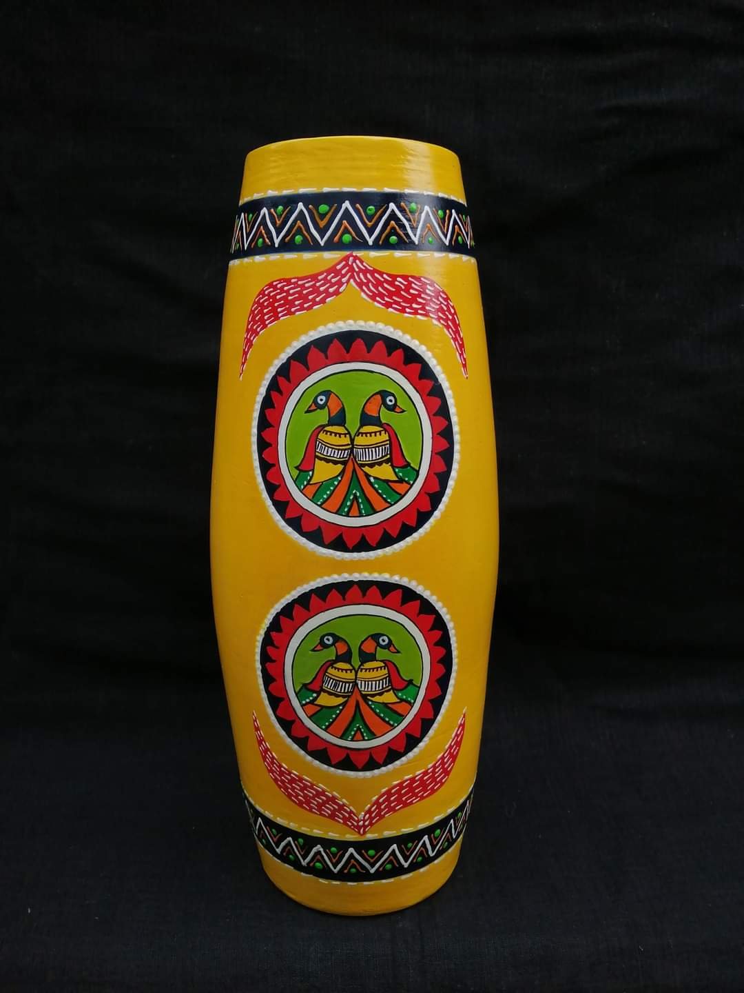 Peacock Painted Flower Vase