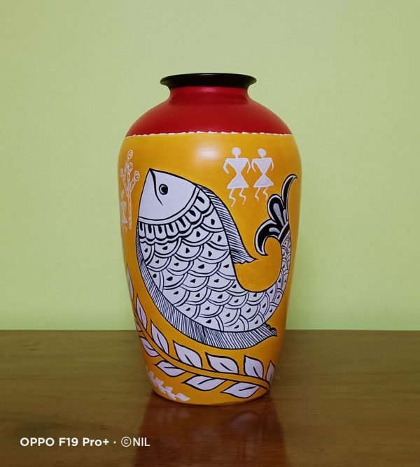Warli Art Hand Painted Flower Vase