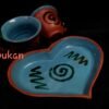 Ceramic Coated Heart Shaped Tray with Cups