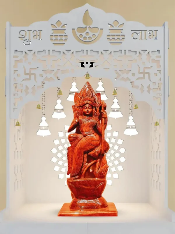 Wooden Saraswati Idol / maa Saraswati home decor