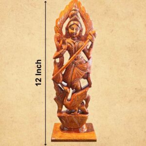 Wooden Saraswati Standing Idol