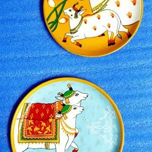 Cow Hand Painted Plate Set