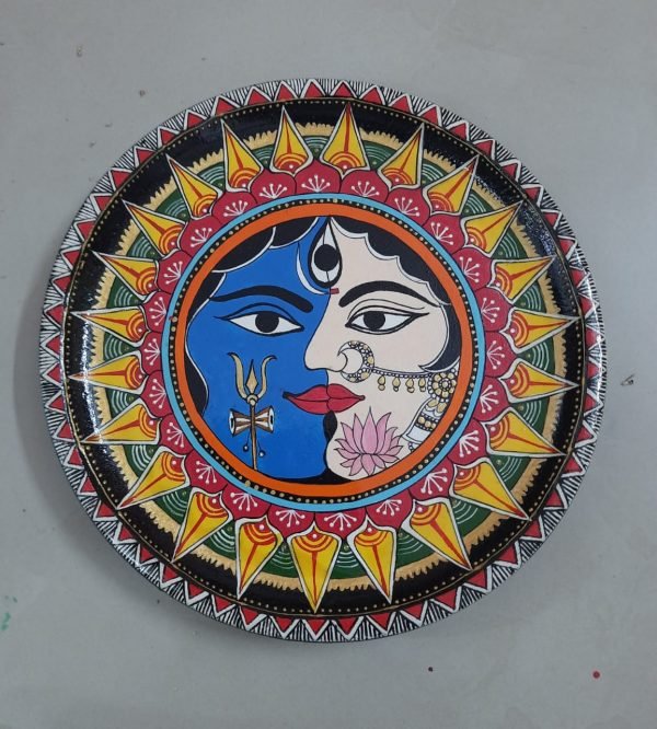 Madhubani Ardhanariswar Hand Painted Plate