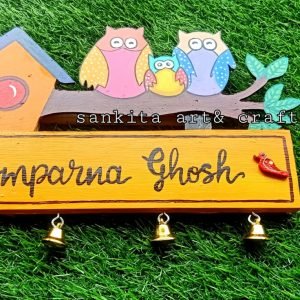 Owl Painted Customizable Name Plate
