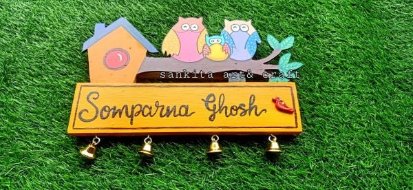 Owl Painted Customizable Name Plate