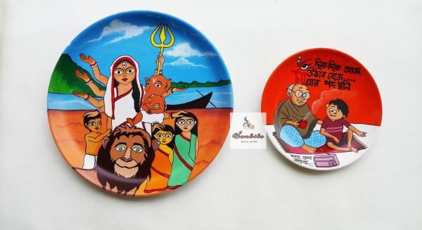 Mahalaya Theme Hand Painted Plates