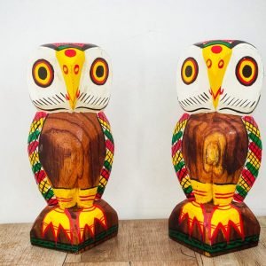 Hand Painted Wooden Owl Pair