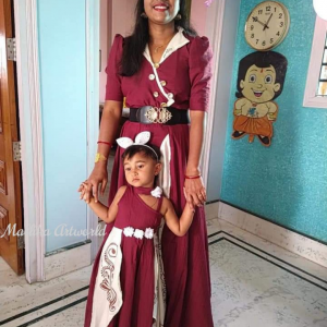 Mother Daughter Hand Painted Dress