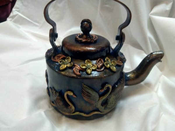 Hand Painted Kettle With 3D Work